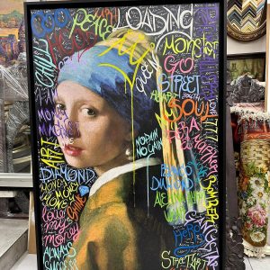 İnci Küpeli Kız Street Art Tablo
